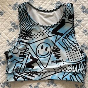 Zumba Fitness Graphic Top in Blue and Black